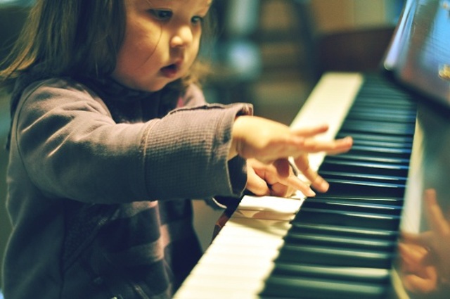 She practiced much piano in her 6th birthday. Her parents give her the piano.