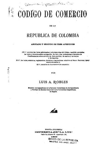 Derecho: Código de Comercio Colombia