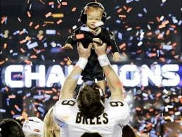 Drew Brees wins the super bowl with the saints