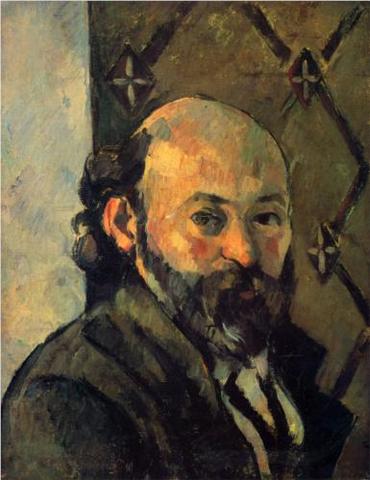 Self-Portrait in front of olive wallpaper