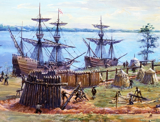 Jamestown founded in Virginia.