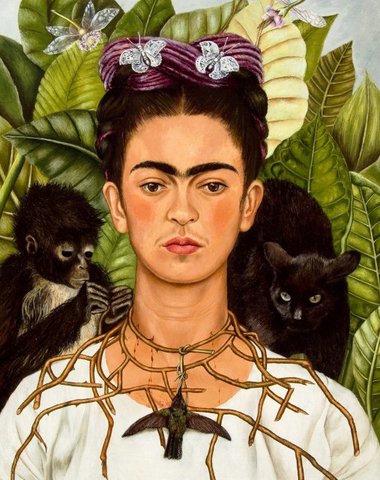 Autorretrato con collar de espinas y colibrí