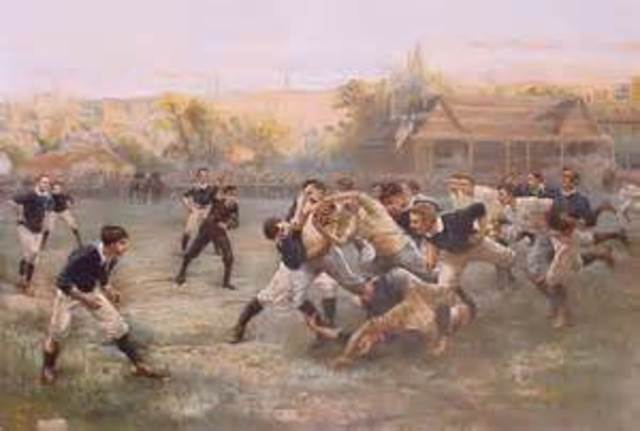 New England Playing football before banned
