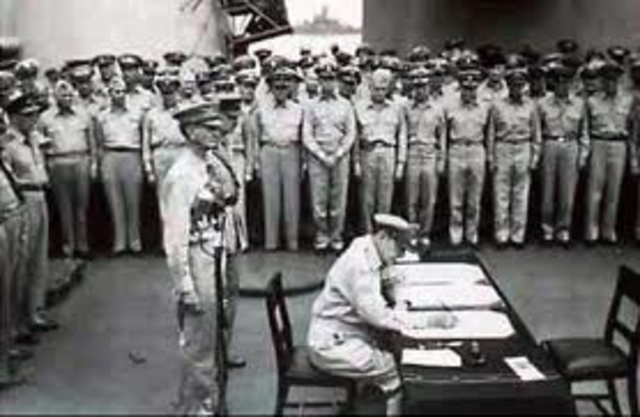 Japanese sign the surrender agreement;