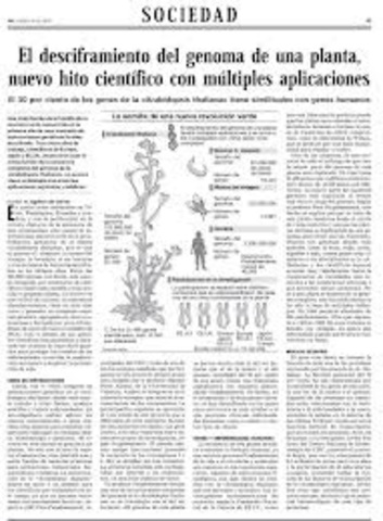 Primera secuencia del genoma de una planta