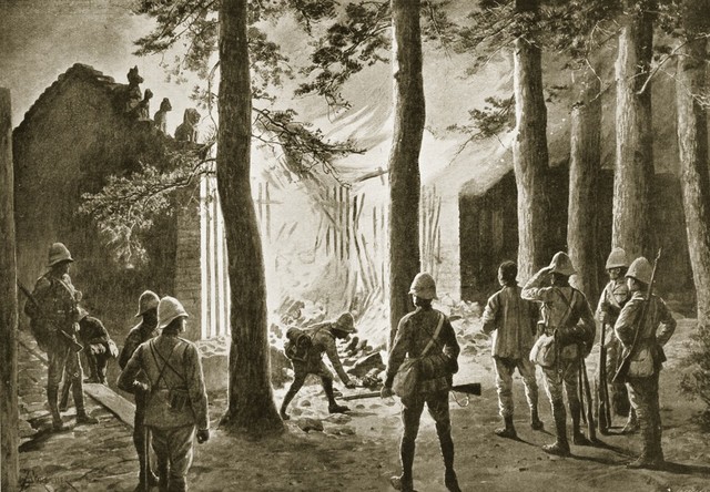 Boxers and Chinese set fire to British Legation