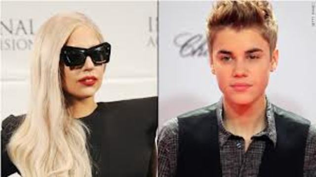 Justin beiber and lady gaga win.