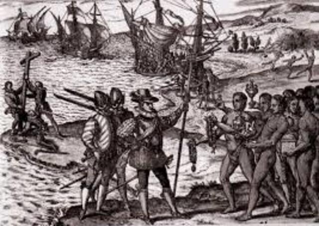 Hernán Cortés desembarca en las costas del Golfo de México