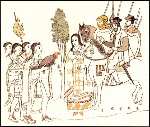 Monarcas entregan la Malinche a Cortés