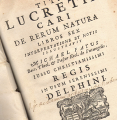 "De Rerum Natura" escrito por Lucrecio (concepto de átomo) (100 d. C)