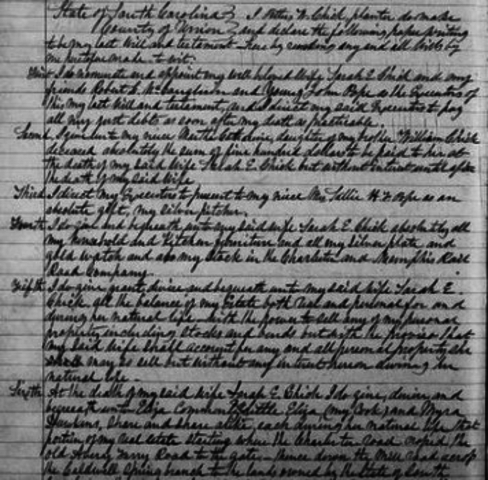 1877 Will of Pettus Chick