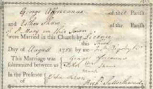 George Africanus marries with Esther Shaw
