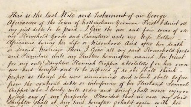 Last will and testament of George Africanus