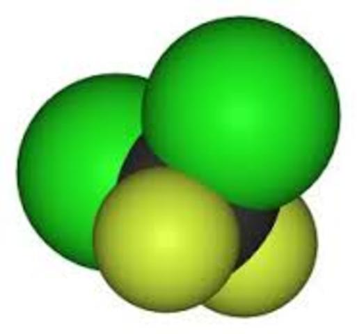 The first non-flammable, non-toxic chlorofluorocarbon gas