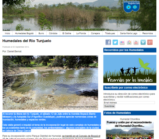 HUMEDALES SOBRE EL TUNJUELO