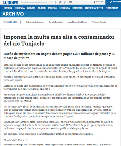 CONTAMINACION DEL RIO TUNJUELO