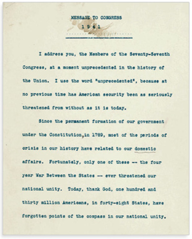 Roosevelt D. Franklin's 'Four Freedoms' Speech