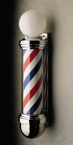 Barber-surgeons cut hair, perform surgery, barber pole symbol popularized