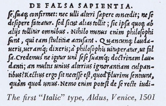 Italic type first used