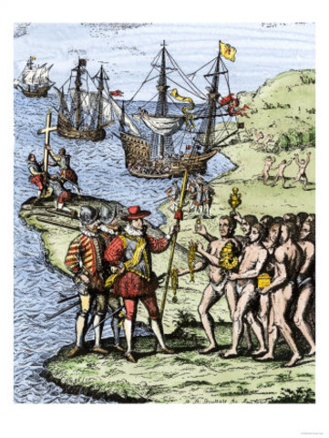 Christopher Columbus Lands in Hispaniola