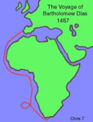 Bartholomeu Dias sails to southern tip of Africa