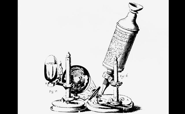 Robert Hooke- Reflective microscope