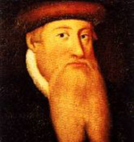 Printing press invented by Johannes Gutenberg