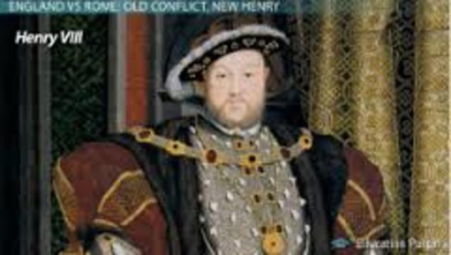 King Henry VIII breaks from the Roman Catholic Church and founds the Anglican Church