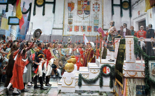 El Rey Fernando VII firma la constitucion de cadiz