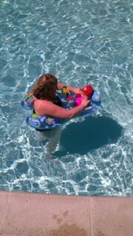 Emily's first time in a pool