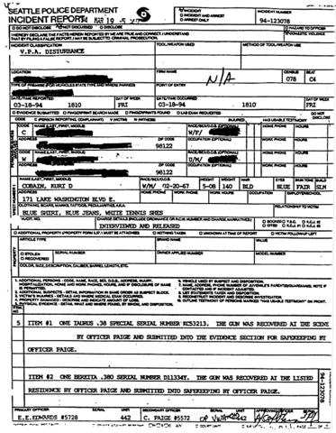 Police confiscate Cobain's guns