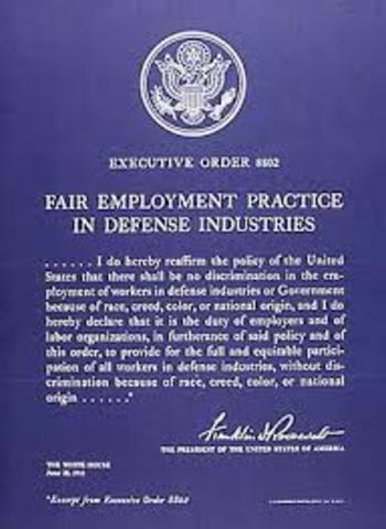 executive order 8802 forbids race discrimination in hiring