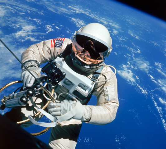 Ed White performs America's first spacewalk.