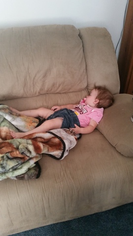 Taking a nap at Grandma's house.