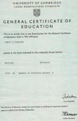 General Certificate of Education/ O Level