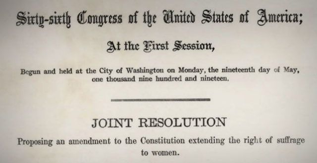 Republican-controlled 66th Congress passed the 19th Amendment which gave women the right to vote