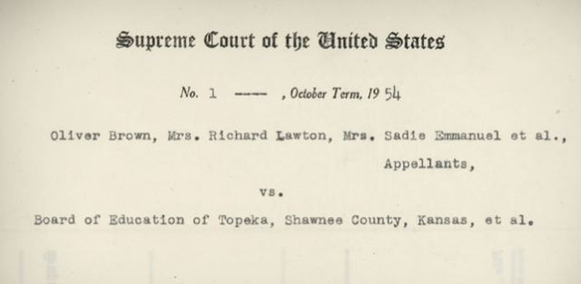 Brown vs. Board of Education declared racial segregation in public schools; the majority of the decision was written by Chief Justice Earl Warren, a former Republican governor and vice presidential nominee.