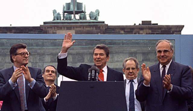 President Ronald Reagan called for a liberation of East Europeans from Communism with the "Tear Down This Wall” speech.