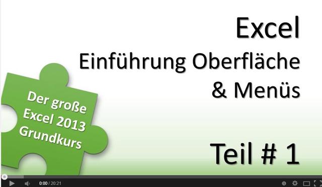Beginn der Lernphase EXCEL 2013