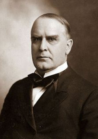 William McKinley was elected president and soon after, was assasinated six months into his second term (1901).
