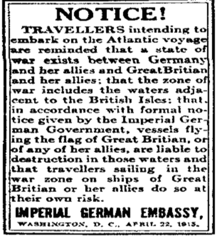 Germany declares a "war zone" around Great Britain