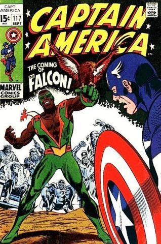 First appearance of the Falcon, the first mainstream African American super hero (Captain America #117)