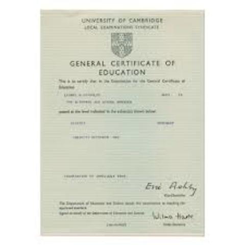 General Certificate of Education (GCE) Introduced