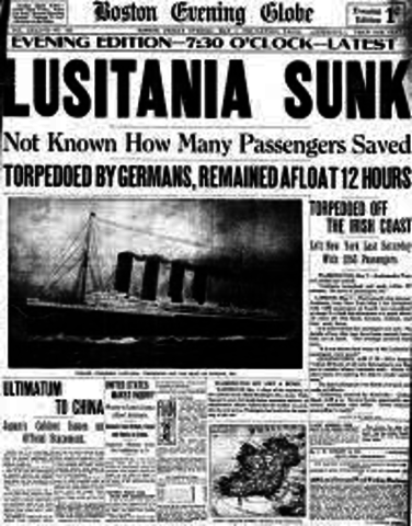 Germans sunk the lusitania