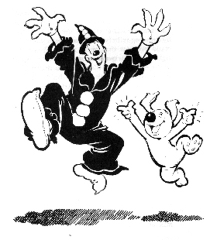 Koko the clown and Fitz the dog