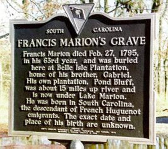 Francis Marion dies