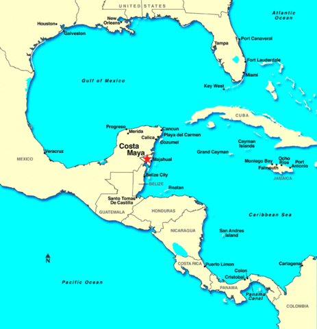 Los españoles  desembarcaban en la costa de México