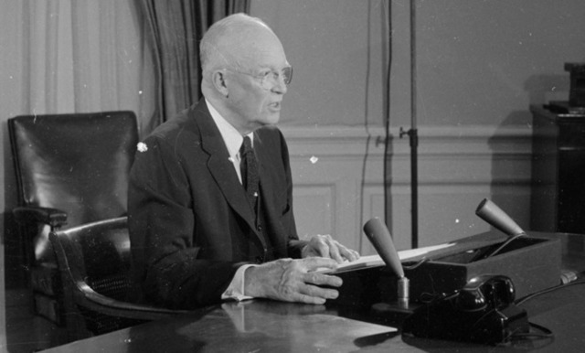 Eisenhower gives "Domino Theory" Speech