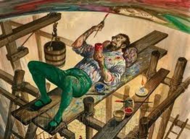 Michelangelo begins painting Sistine Chapel