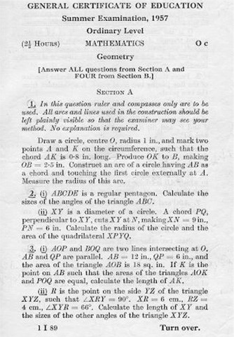 Introduction of GCE O and A levels